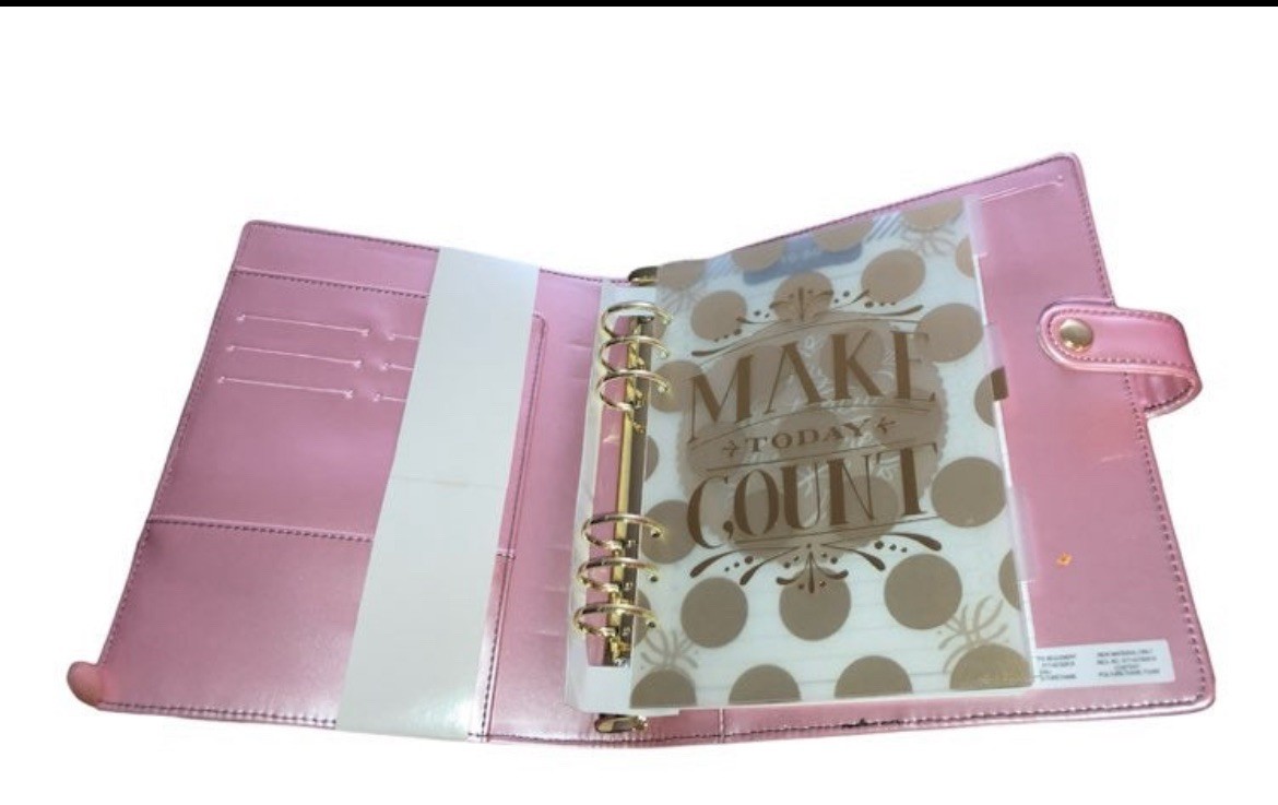 Recollections Creative Lustrous Black 6-Ring Planner Binder 35pc Snap Folio