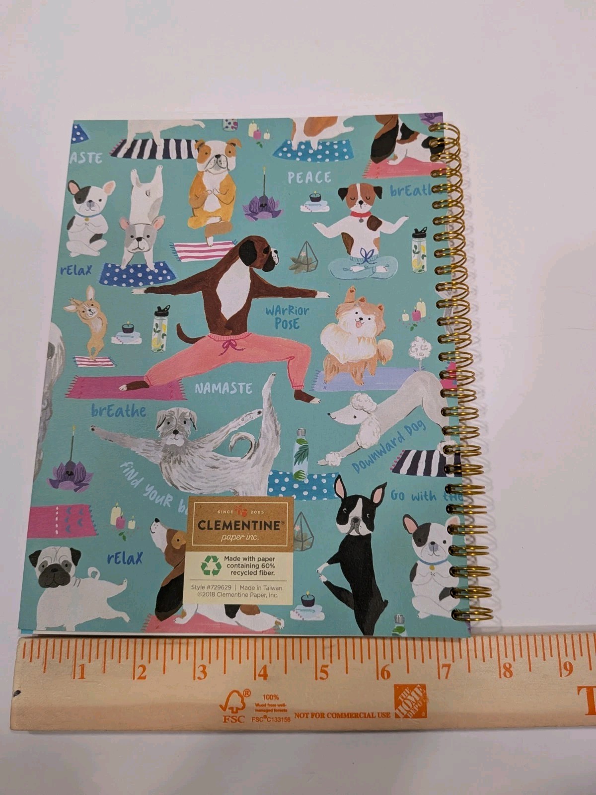 2 Clementine Dog Yoga Pose Lined Spiral Journal Notebooks Recycled Fiber