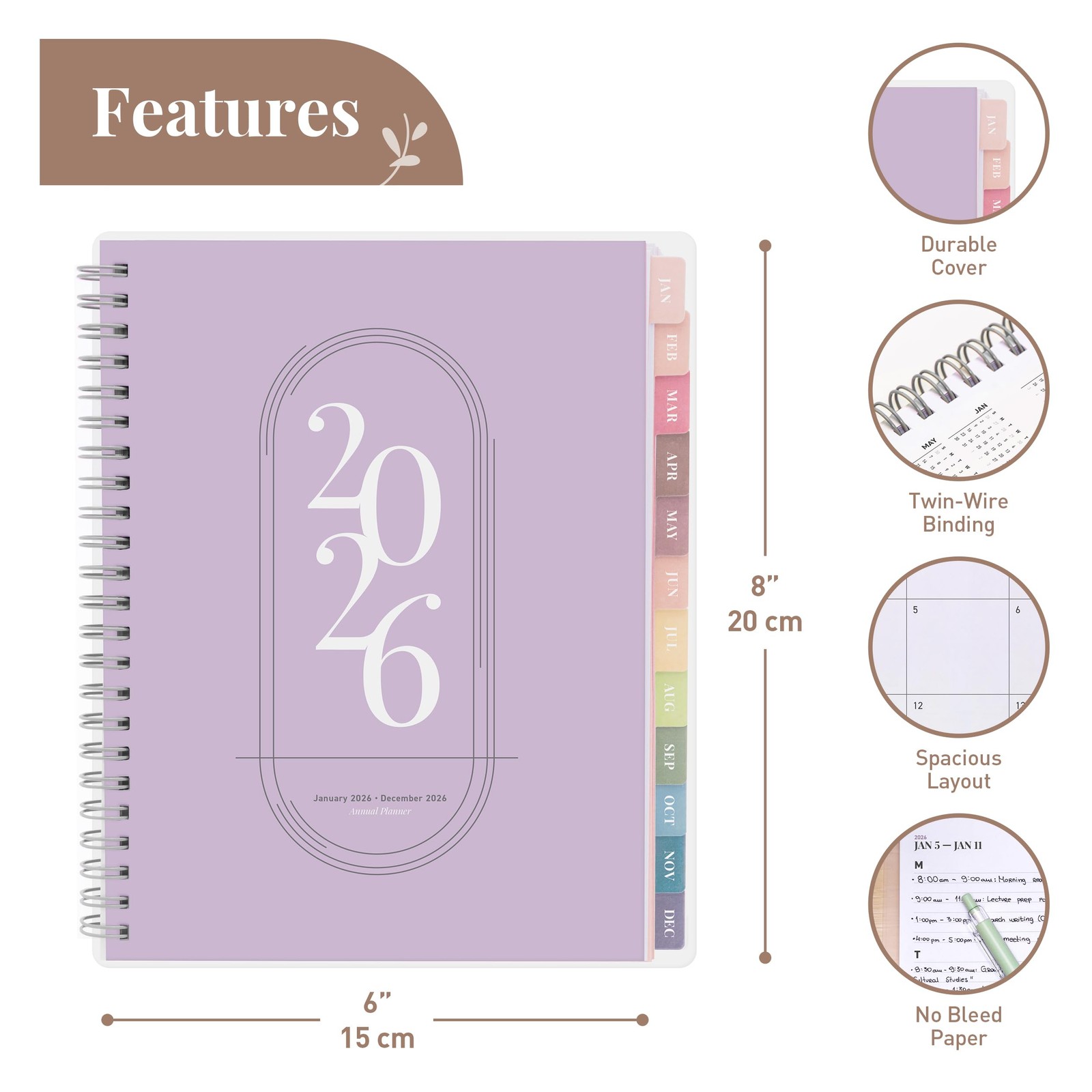 Rileys 2026 Planner, Agenda Planner With Weekly 2026 (6 x 8-Inches), Lilac