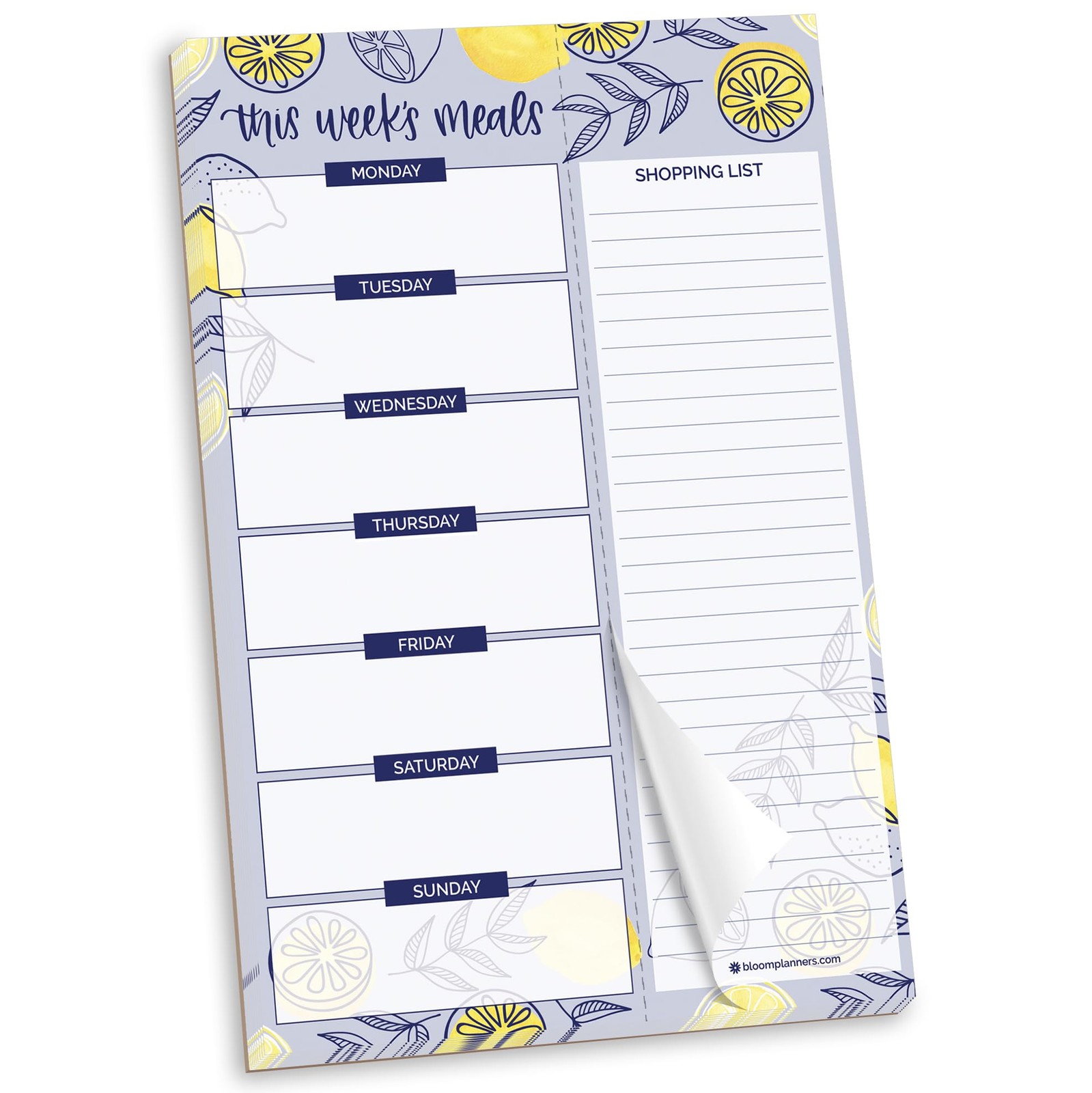bloom daily planners Weekly Magnetic Meal 6 inches X 9 inches, Blue Lemons