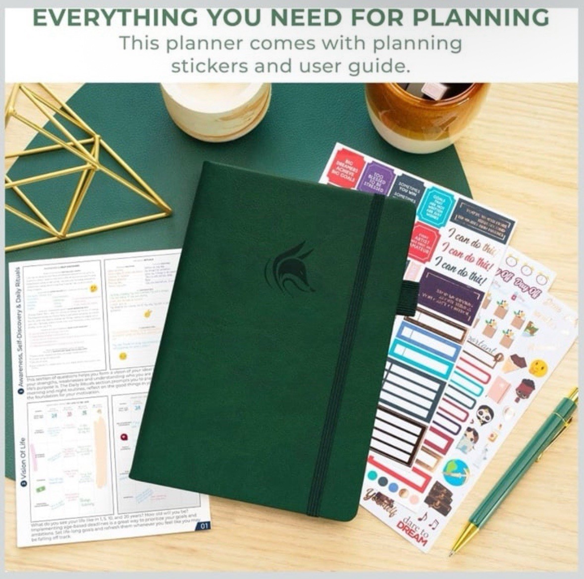 Clever Fox | Dated Hourly Weekly Planner 2026 | 5.8”x8.3” | Forest Green NWT