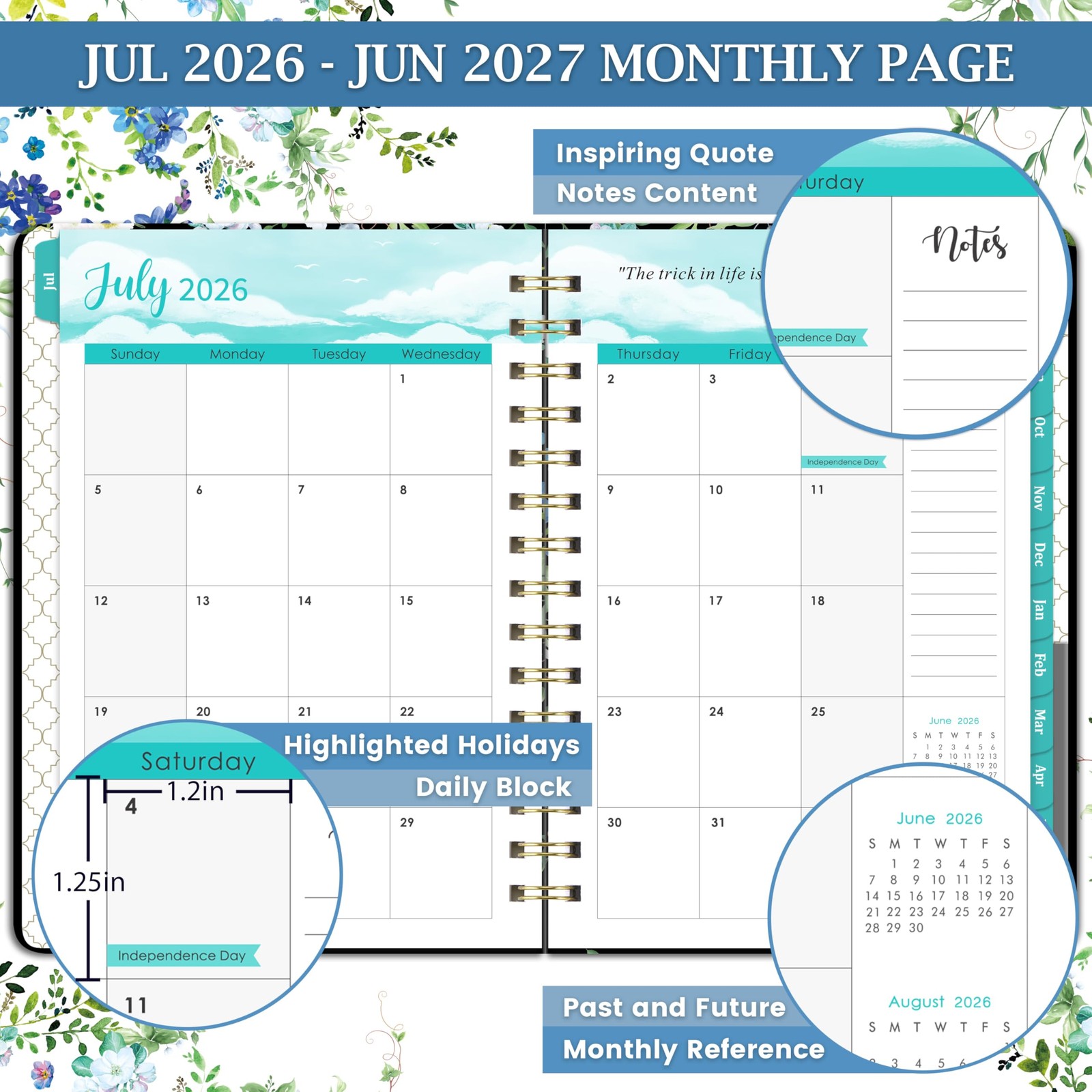 Planner 2026-2027 – 6.5″ x 8″, JUL. 2026 – JUN. 2027, Weekly & Monthly Planne…
