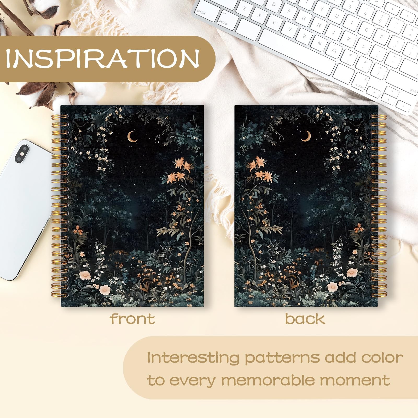 WARDOS Dark Cottagecore Moon Night Forest Notebook Journal 5.5×8.3, Forest-B