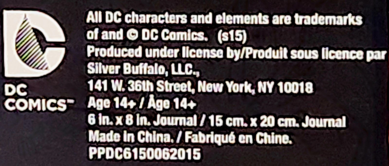 Silver Buffalo DC6150 DC Comics Characters Grid Hard Cover Journal, Lot Of 2 New