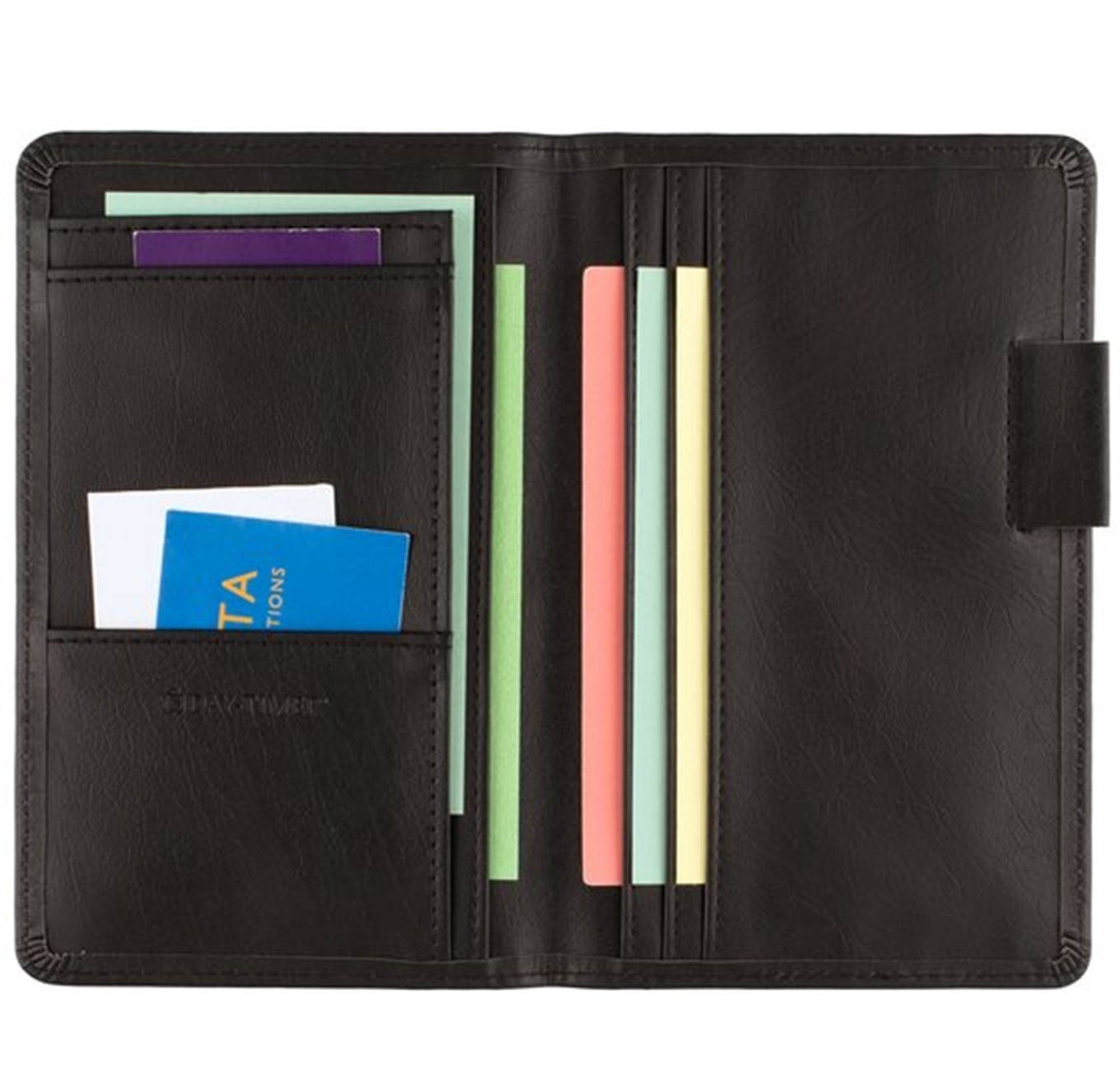 Day-Timer Antique Vinyl Open Style Planner Wallet, Black, Pocket 3-1/2″ x 6-1/2″