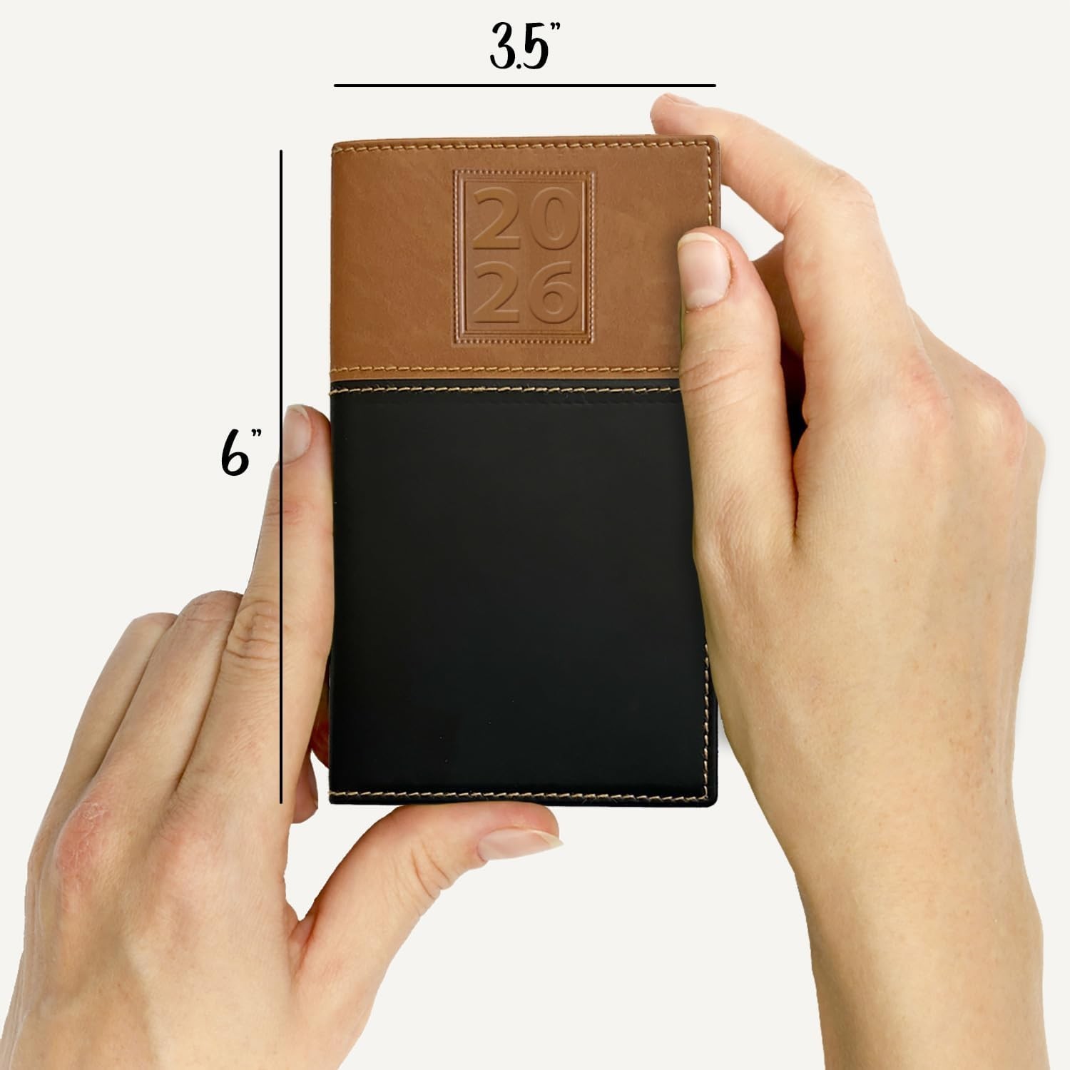 Pocket Calendar Faux Leather 3.5×6 Weekly Planner Organizer with Notepad