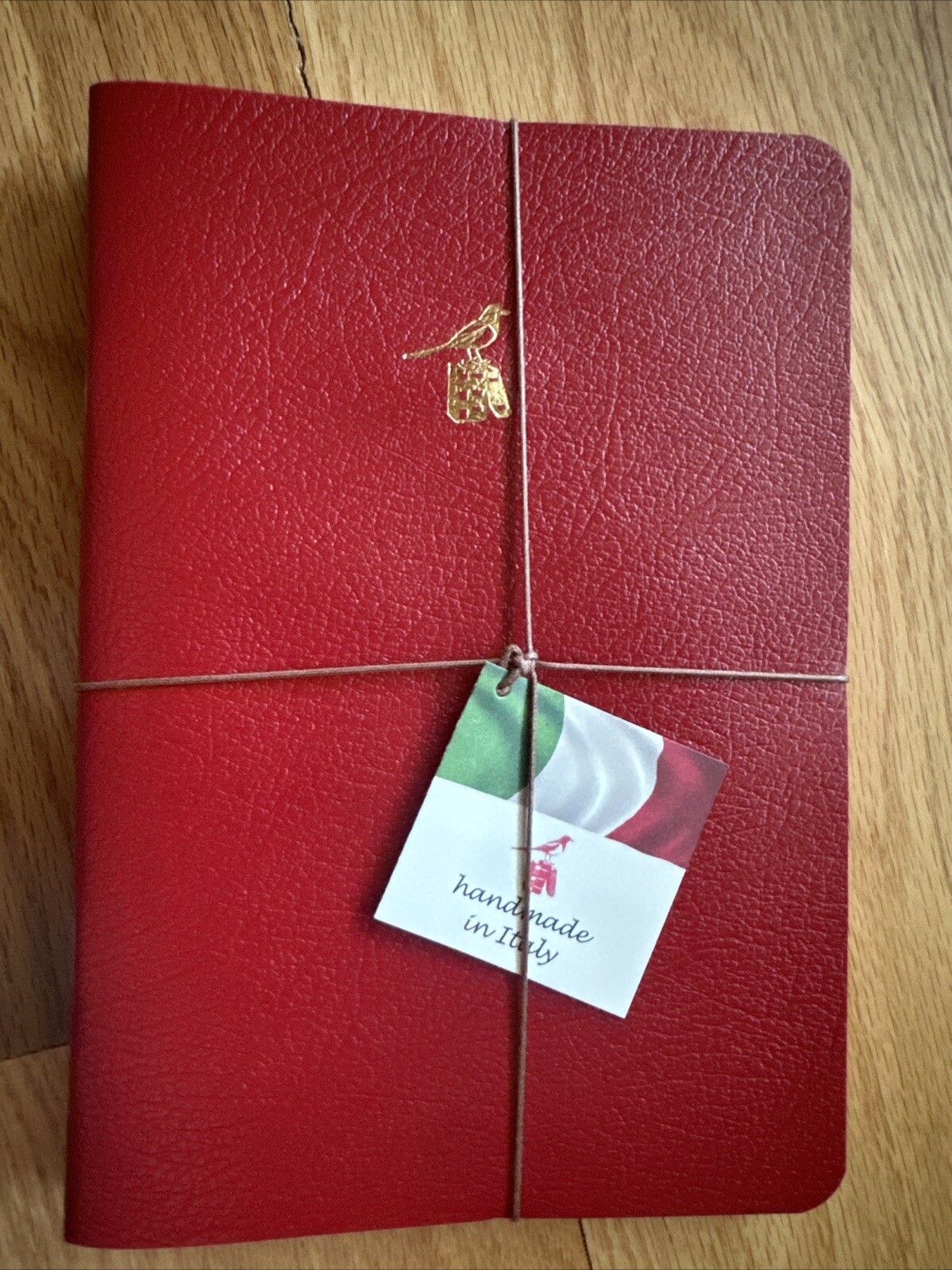 BIEFFE Set Of 3 Small RED Notebooks Gold Bird MOTIF Red Edges 5.5” X 8” Italy