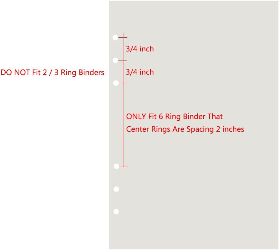 6-Ring A6 Binder/Planner Refill Paper, 6 Hole,6 3/4 X 4 1/8 Inches Refillable