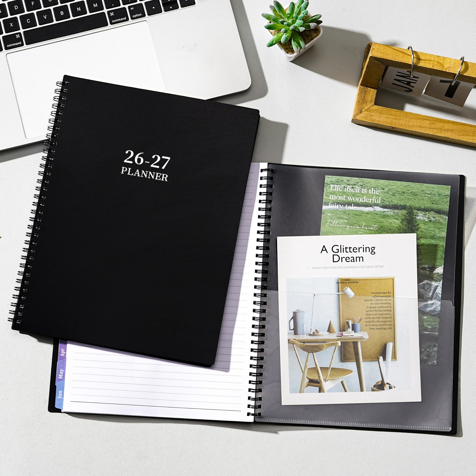 20262027 Academic Planner 9×11 Weekly Monthly Colorful Tabs Black