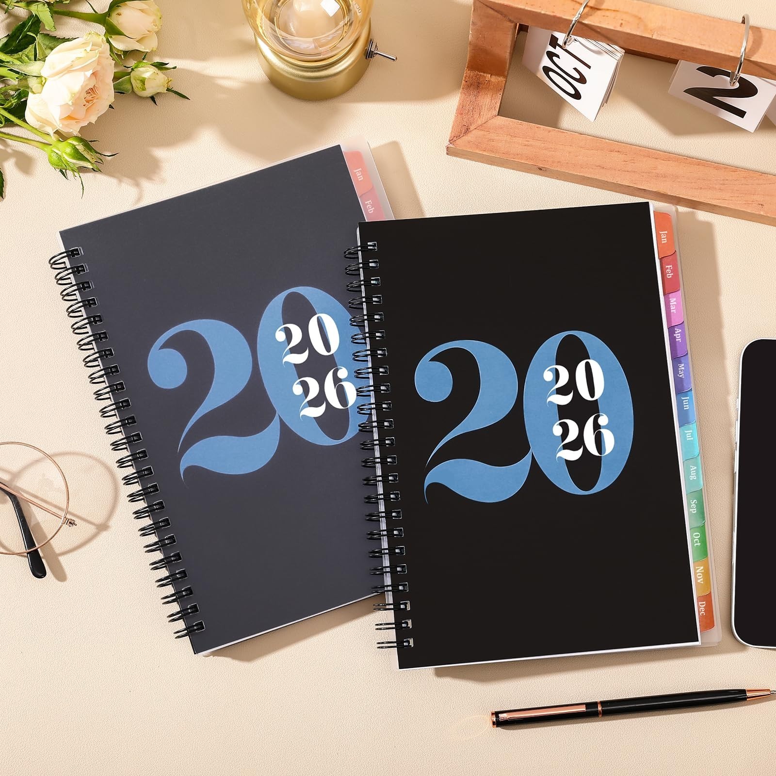 2026 Planner Organizer, Weekly Monthly Layout, 6.4 X 8.5, Tabs, Black