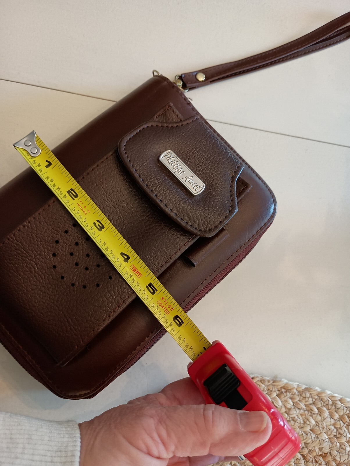 Vtg Philippe Amiel Brown Planner Organizer Calendar Calculator Card Holder Zip