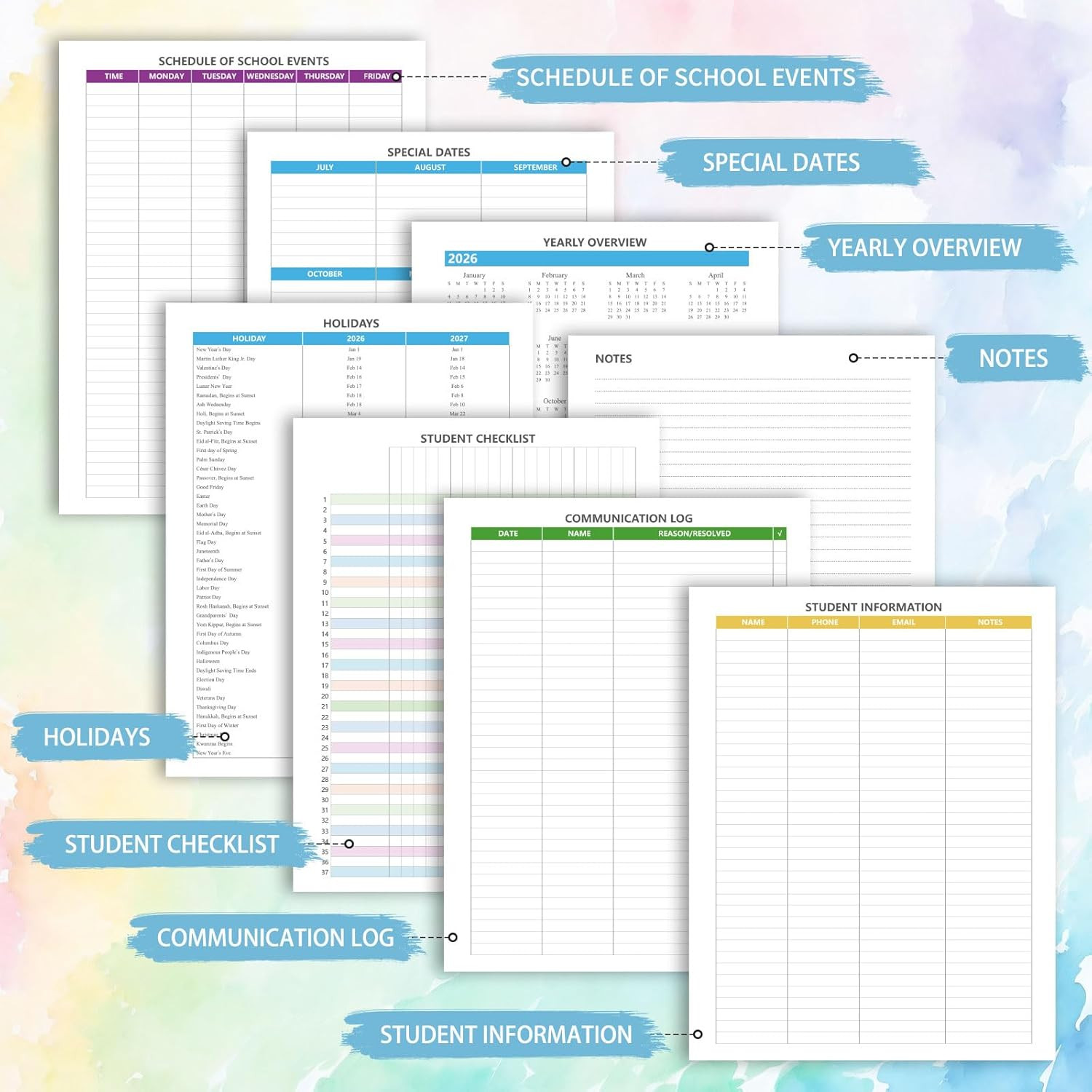 Teacher Planner 2026-2027, July 2026 to June 2027 Academic Year, 8.5″ x 11″ Less