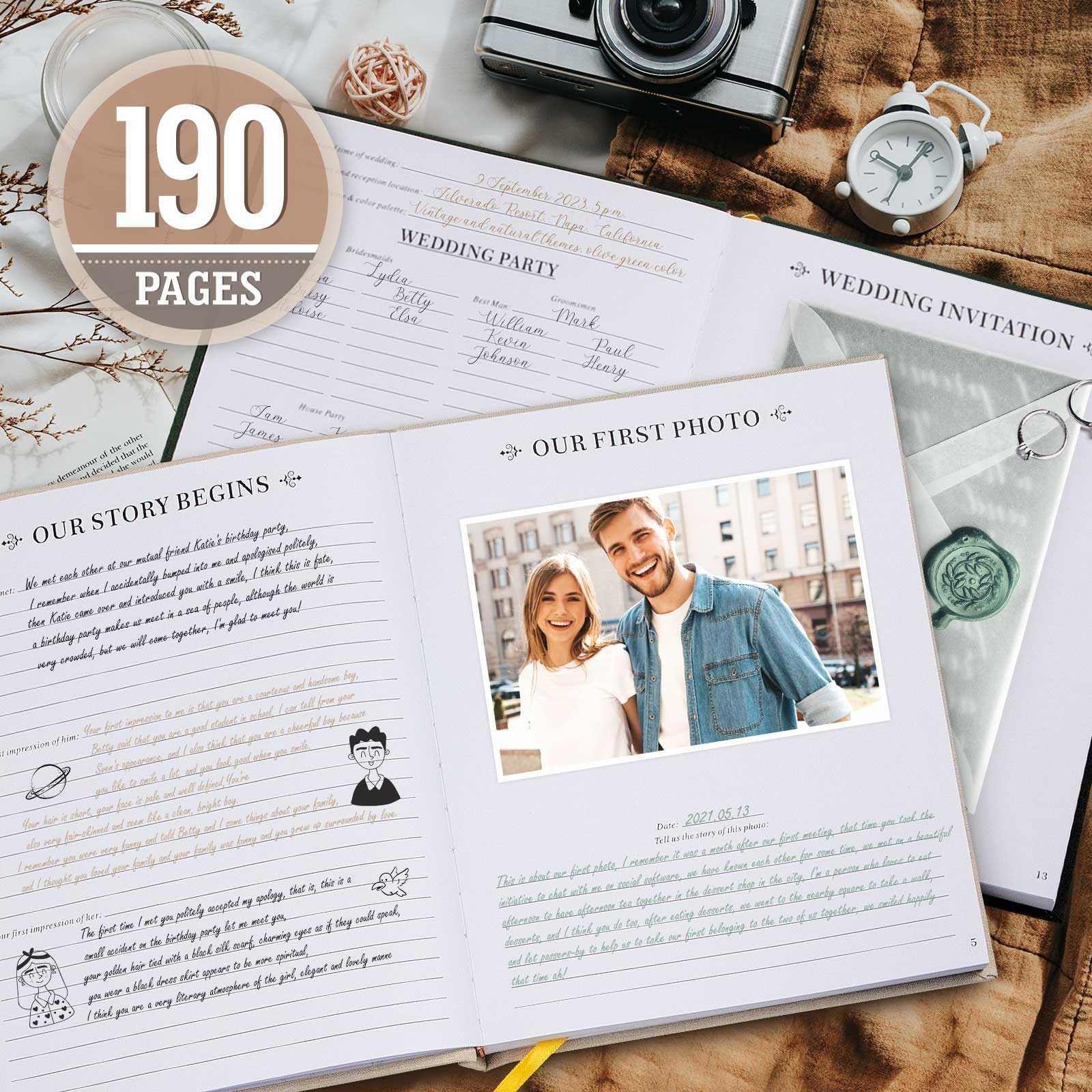 190 Pages Grey Wedding Anniversary Journal Book Memories Of Us Scrapbook