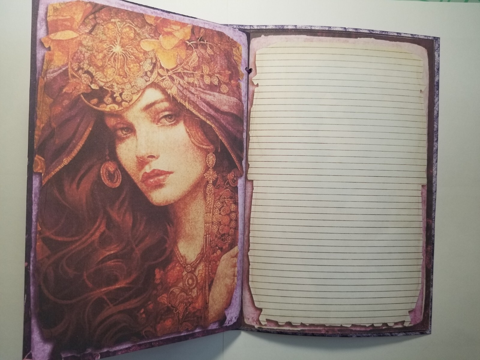 Junk Journal BLANK Booklet “FORTUNE TELLER”, LARGE 6″x9″ 40pg PSYCHIC, TAROT