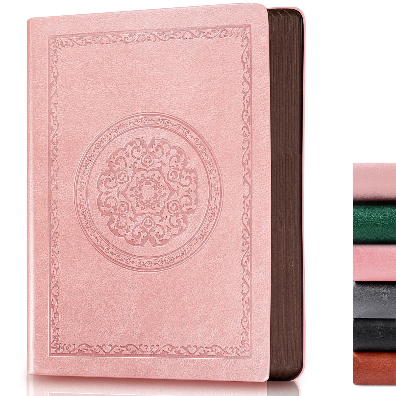 300 Pages Leather Dotted Journal Notebook,Softcover rose gold pink