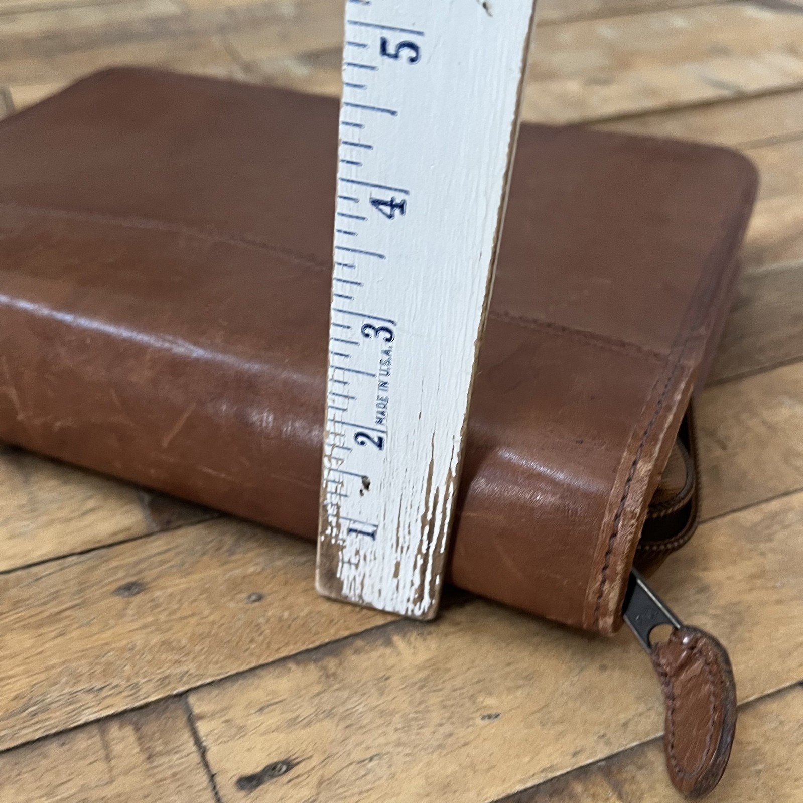 Vintage Day-Timer Genuine Leather Planner 7 Ring Organizer W/Zipper
