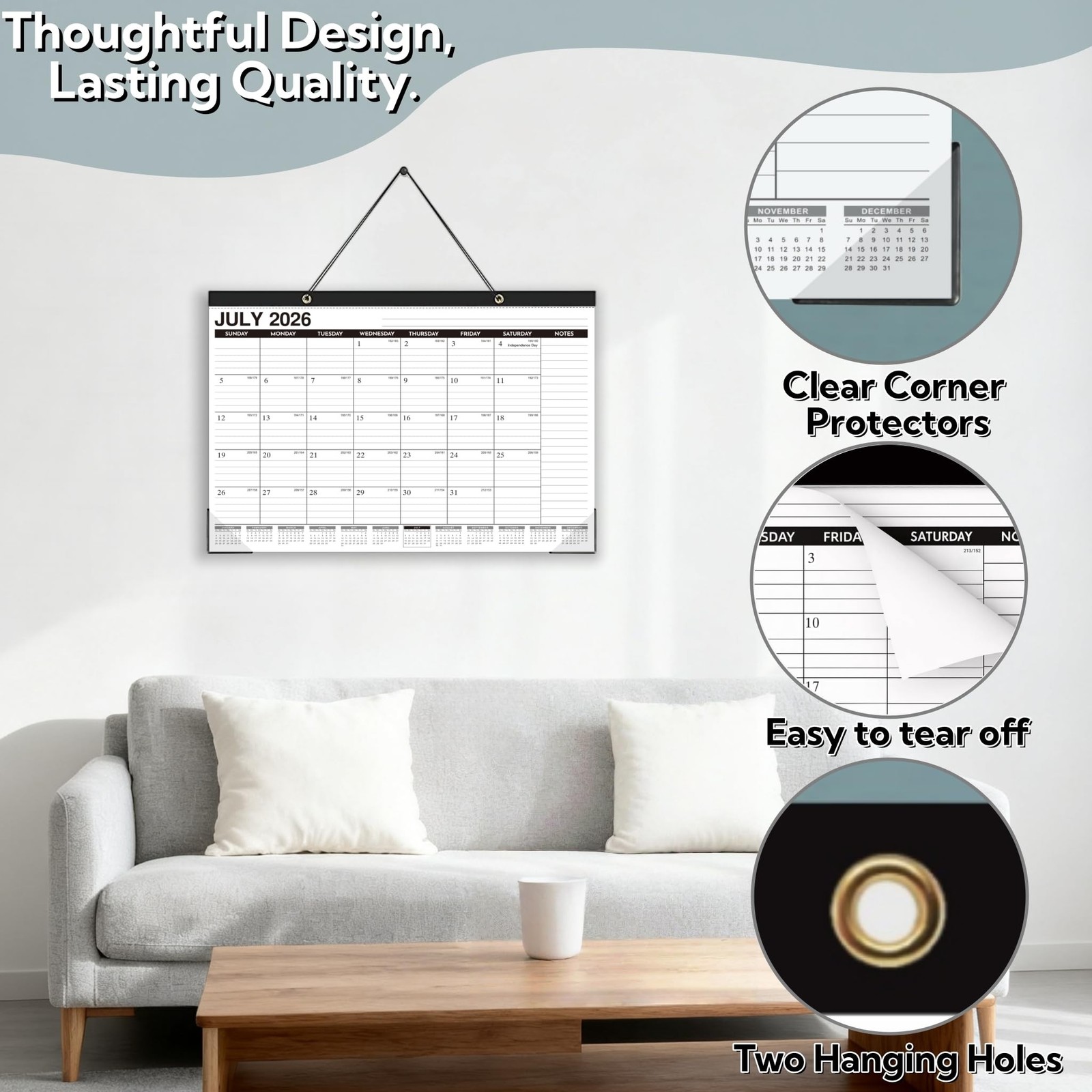 Desk Calendar 2026-2027 – 18 Months Wall Calendar Until June 2027, 17″ x 12″,…