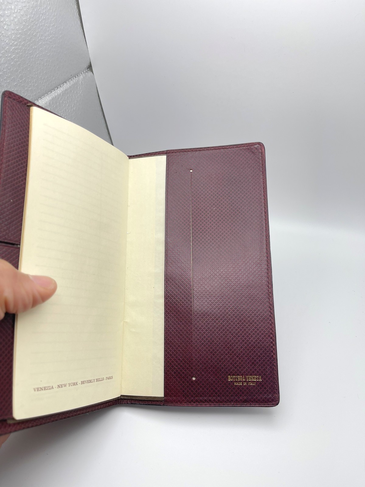 Vintage Bottega Veneta Leather Address Book Made in Italy Organizer Burgundy Red