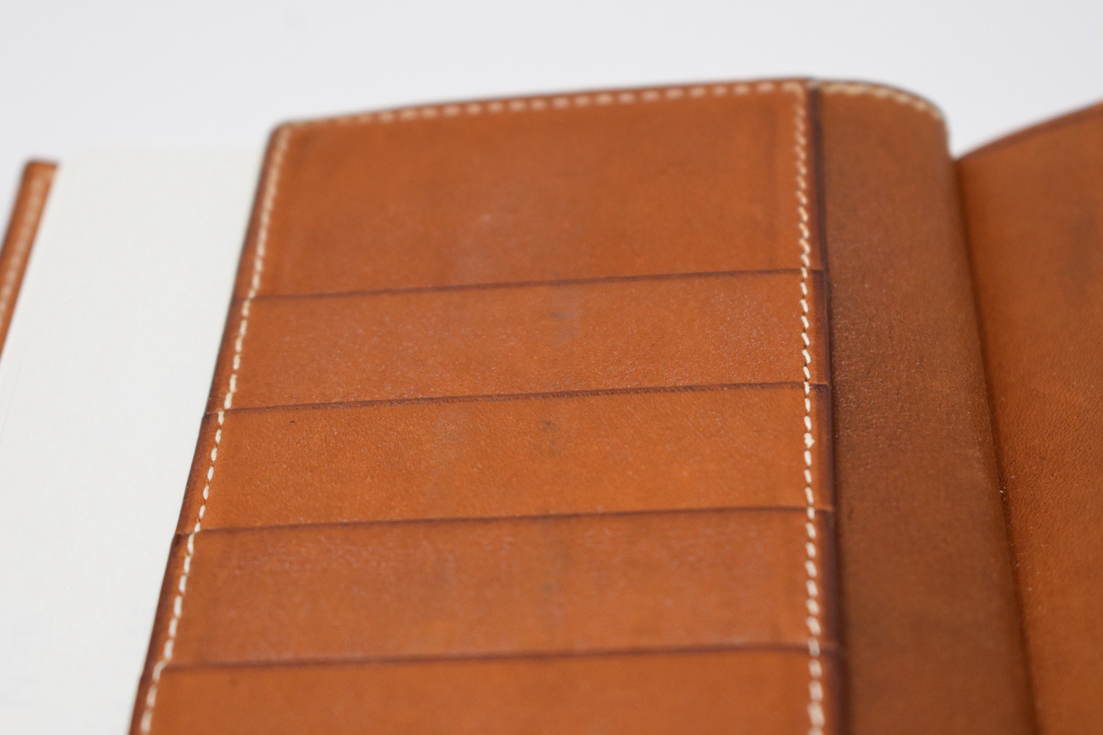 Hermes Vintage Tan/Brown Leather 7 Slot Bifold Notebook/Agenda/Wallet/Holder
