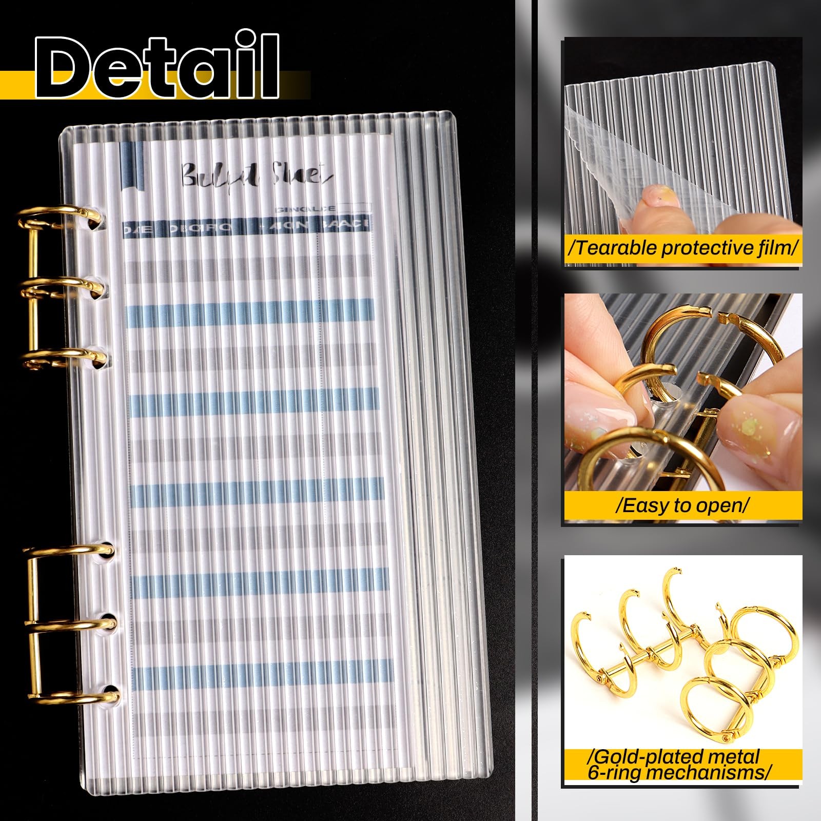 SBYURE A6 Binder Clear Acrylic 6-Ring Budget Binders Thick Transparent
