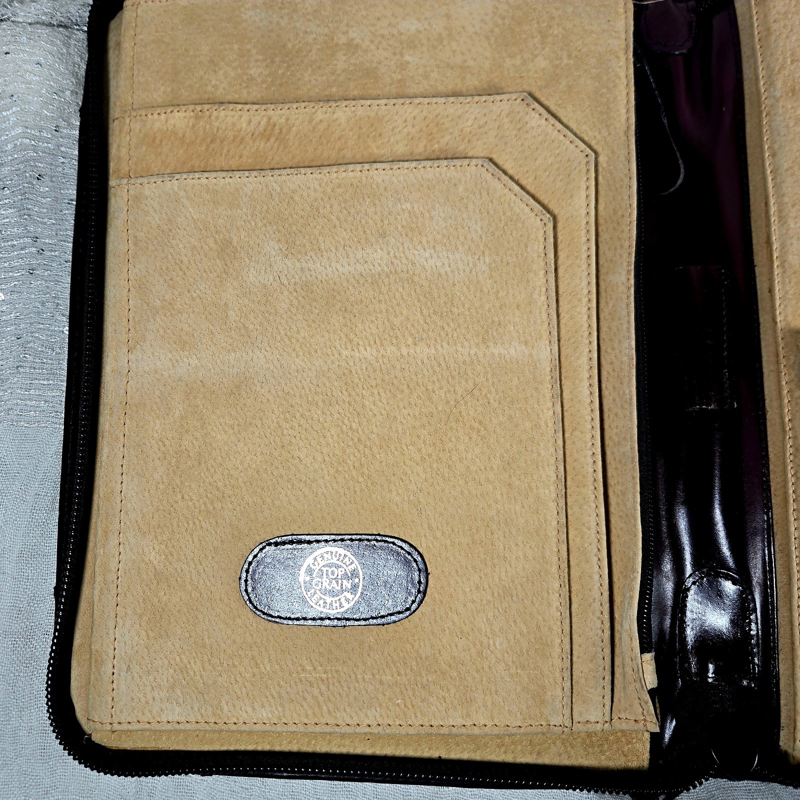VTG Burgundy Genuine Top Grain Leather Portfolio Organizer Binder 14×10.5″ YKK Z