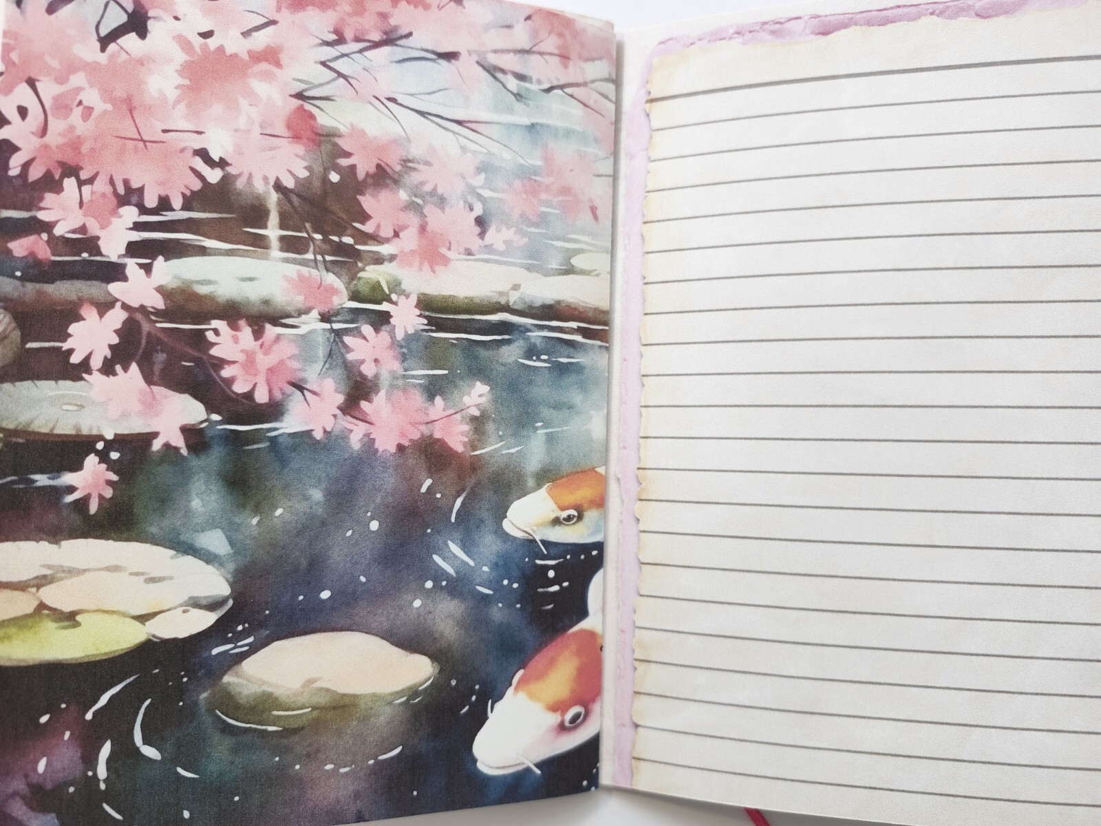 Junk Journal Blank Booklet “JAPANESE CHERRY BLOSSOMS” Handmade LG 8.5″x5.5″ 40pg