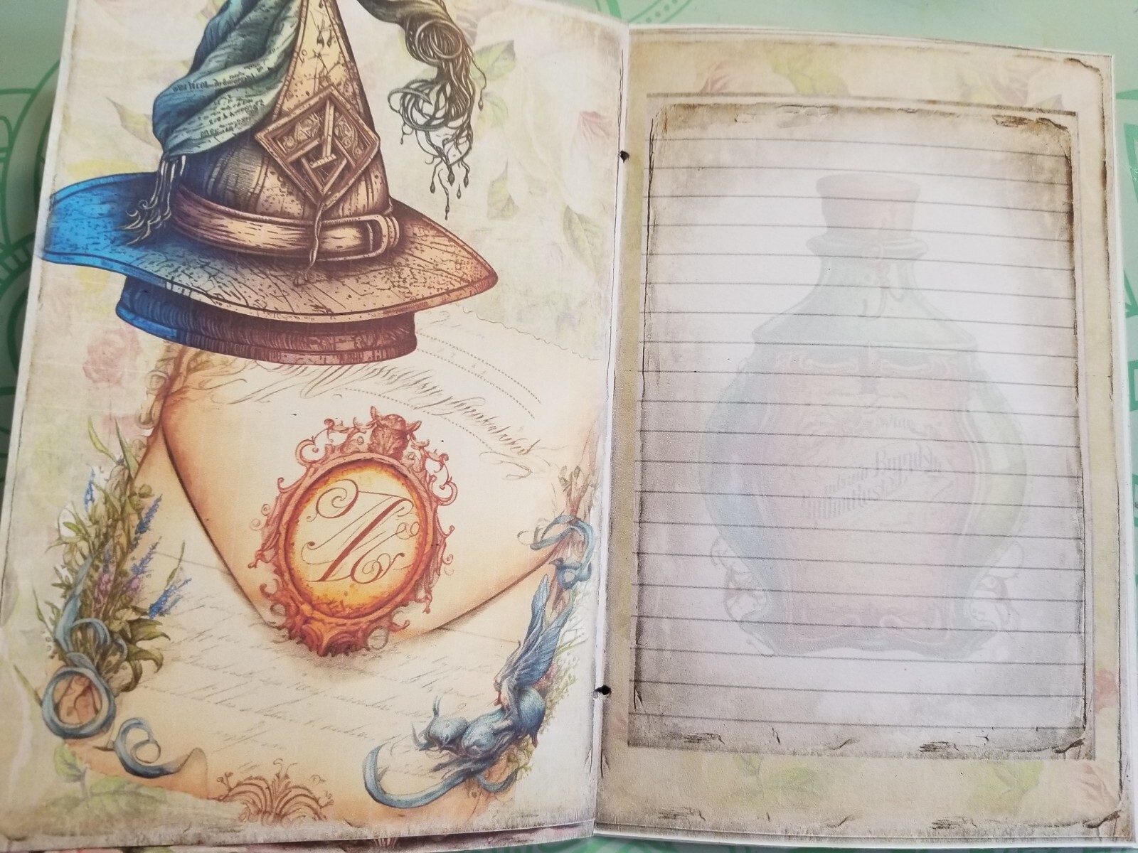 Junk Journal Booklet “WIZARD SCHOOL” Vintage HANDMADE Cards, Pockets, Ephemera,