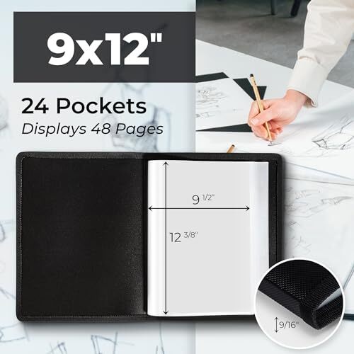 Dunwell Art Portfolio 9×12 Folder – (Black) with Assorted Sizes , Colors