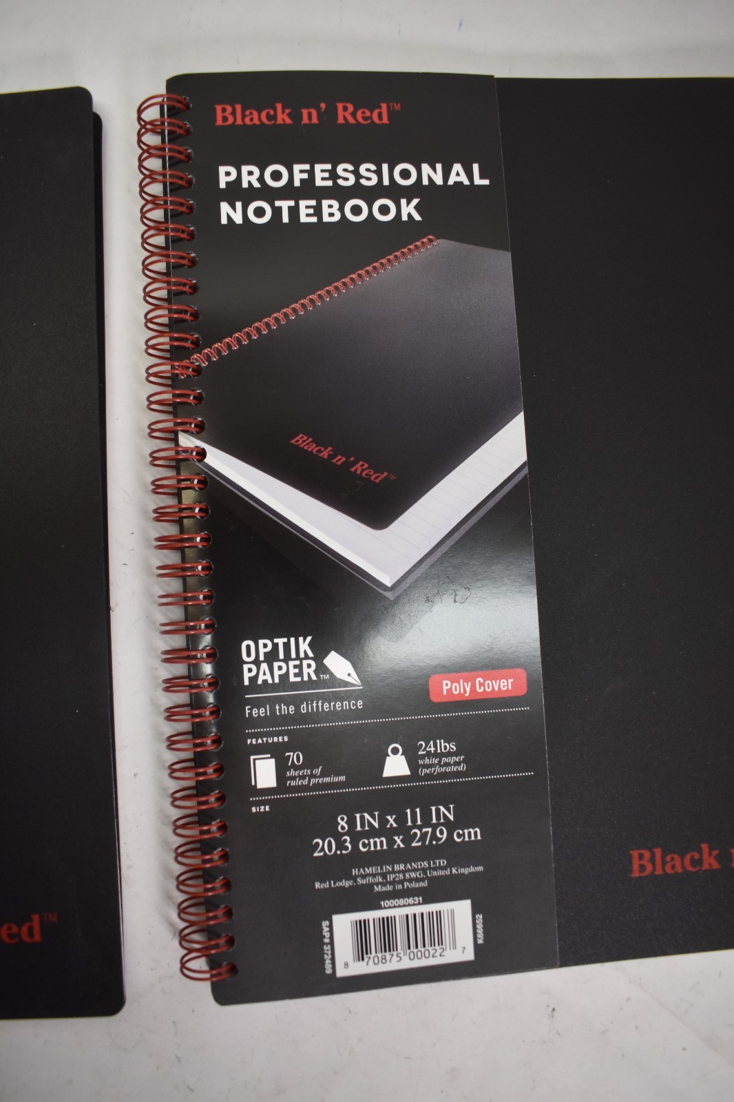 Lot Of 2 Black N’ Red Poly Cover Twin Wire Notebooks 70 Sheets 8″ x 11″