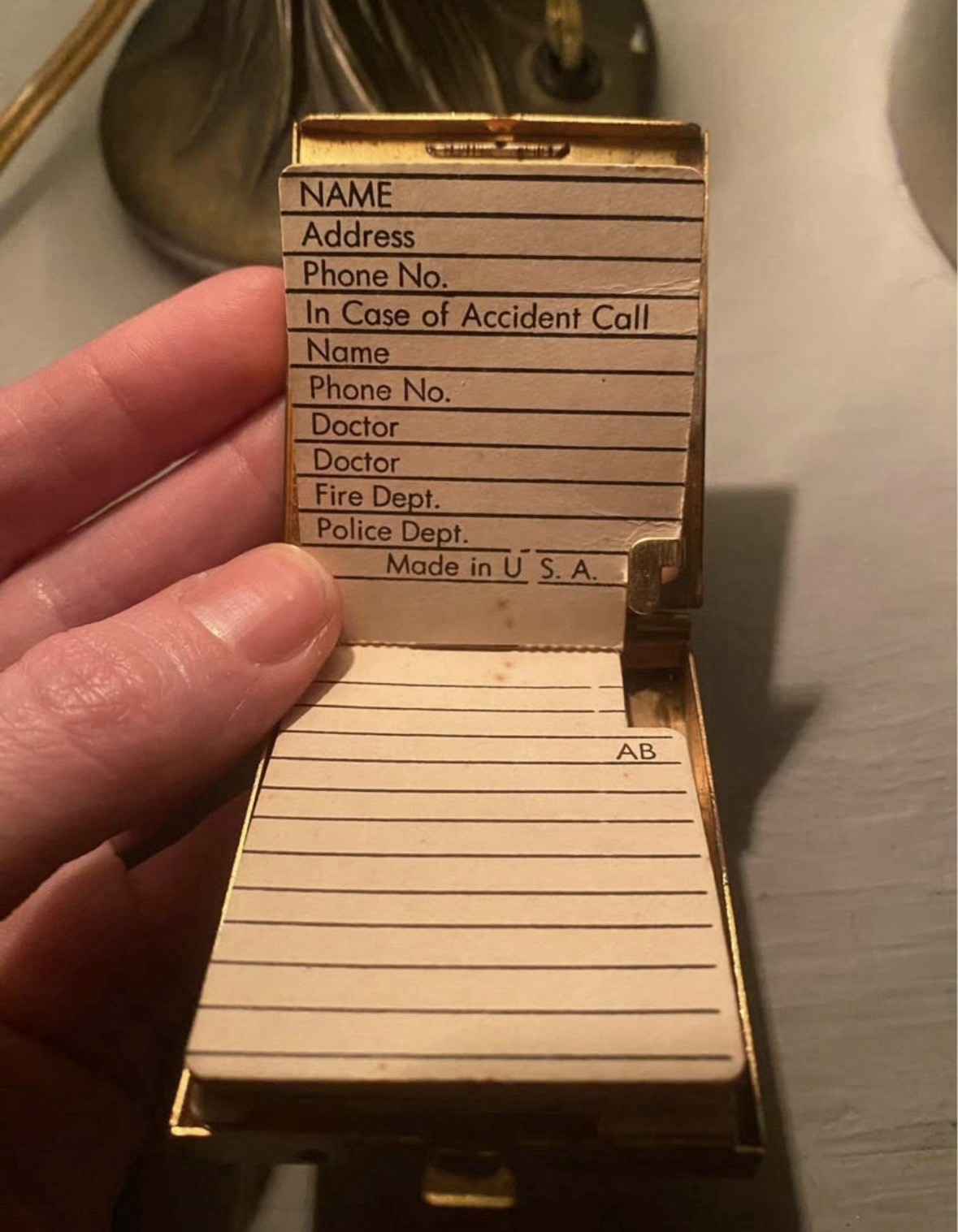 Vintage 50s Mini Pocket Size Rolodex Address Book 2.5”x1.75” Goldtone ’57