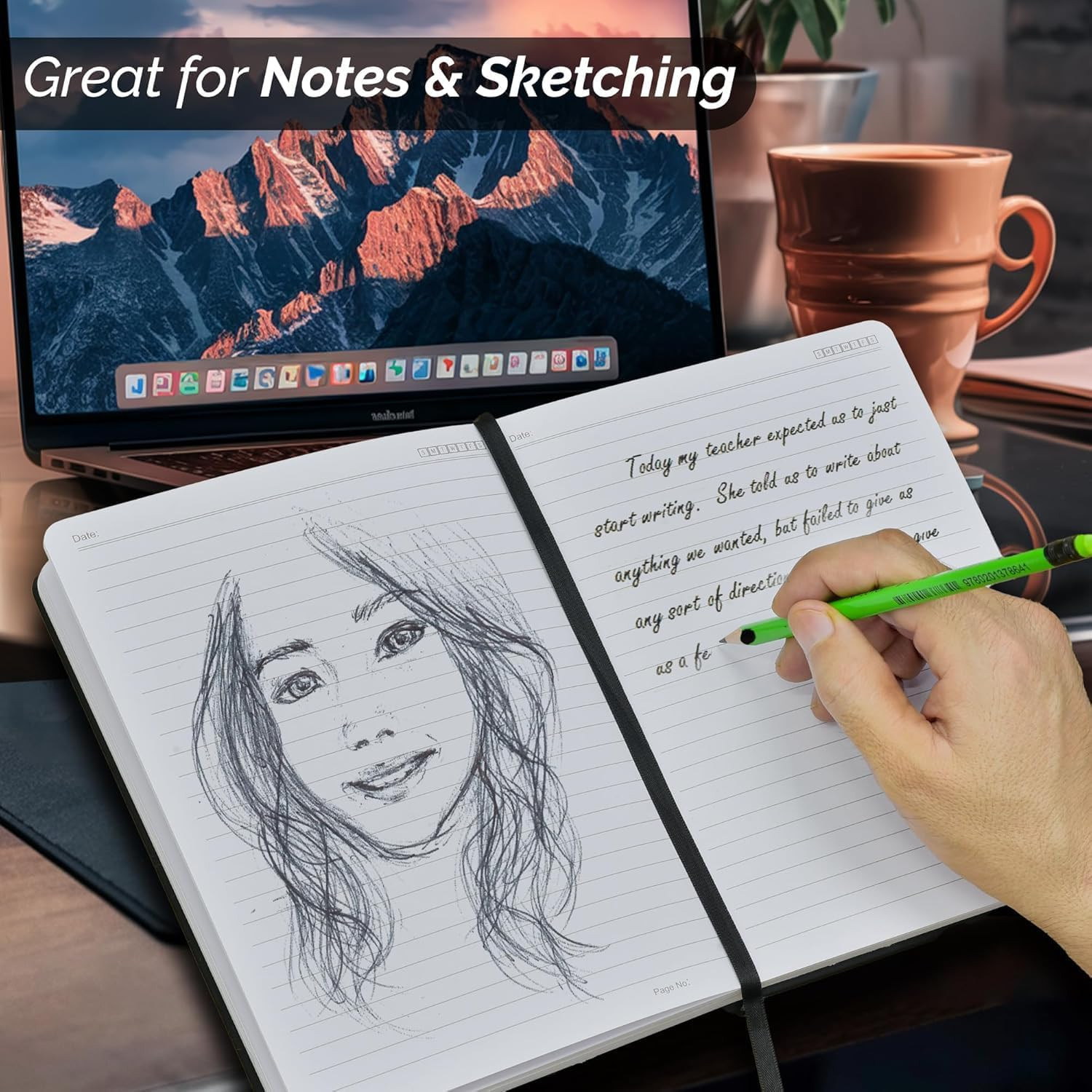 Hardcover Lined Notebook Journal – 120 GSM Thick Paper, Medium A5-160 Pages – Pe