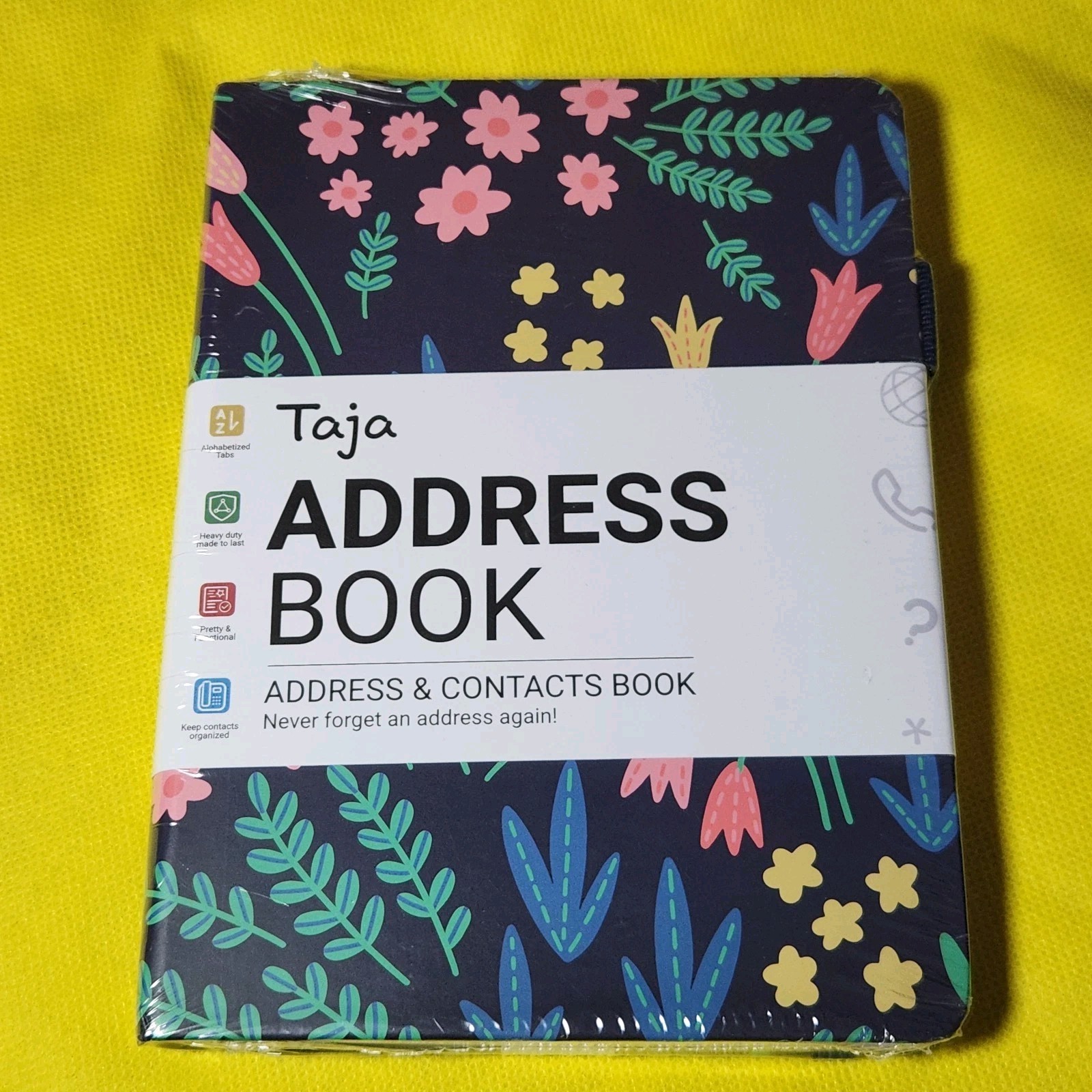 Taja Address Book and Contacts Book- Alphabetized Tabs Spring Flowers