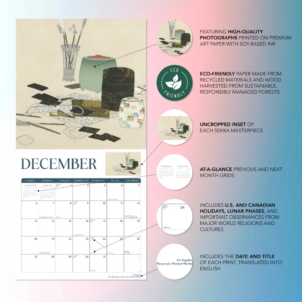 Japanese Art Calendar 2026 | 12″ x 24″ 12 Month Calendar | Marble City Press