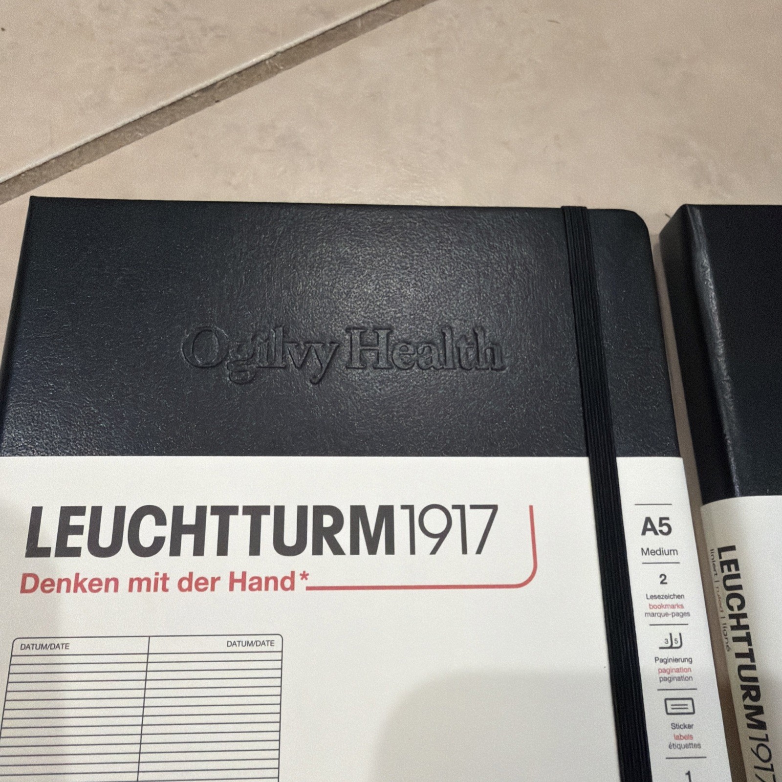 Qty 2 Leuchtturm 1917 Ruled Hardcover Lined Notebook Black – A5 300612 w/Promo