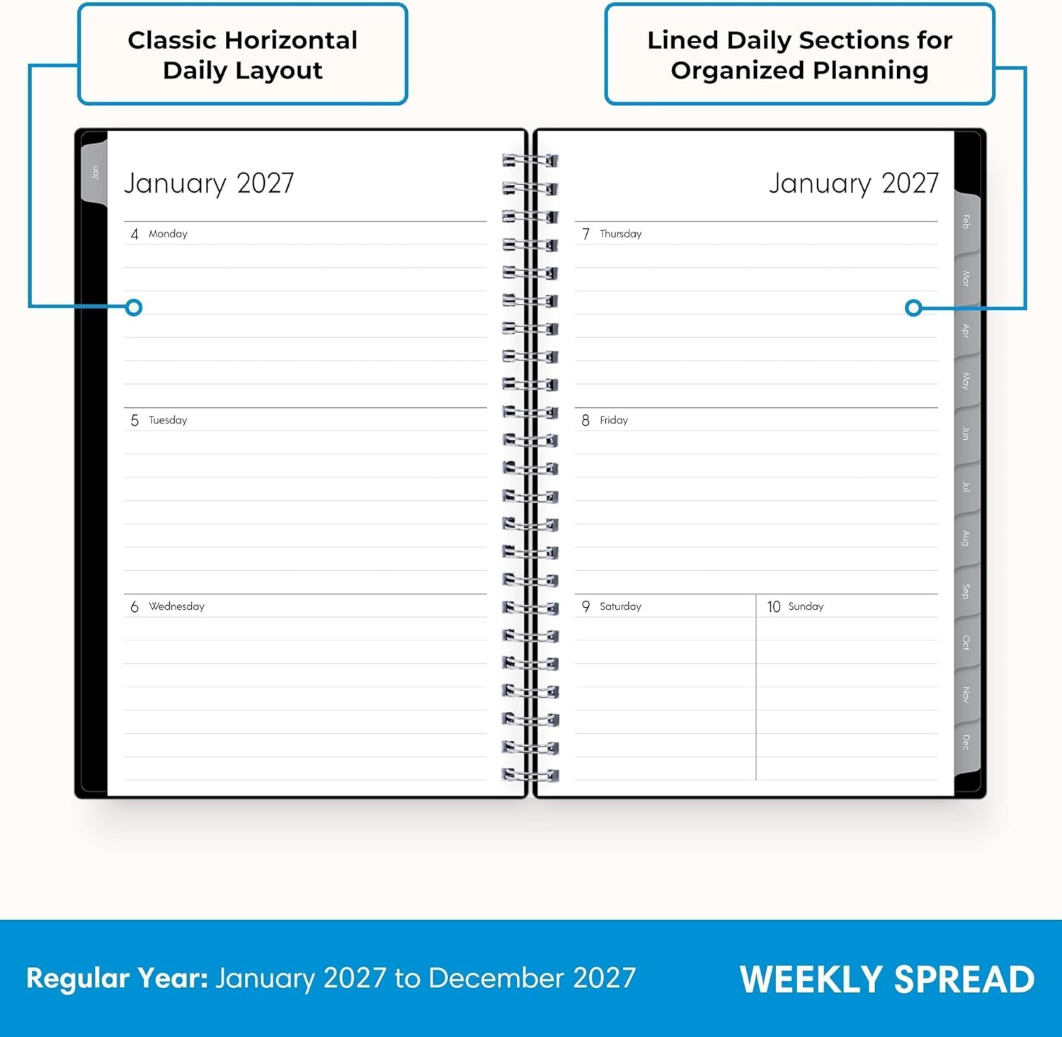 2027 Weekly and Monthly Planner Calendar, Includes January 2027 – December 2027,