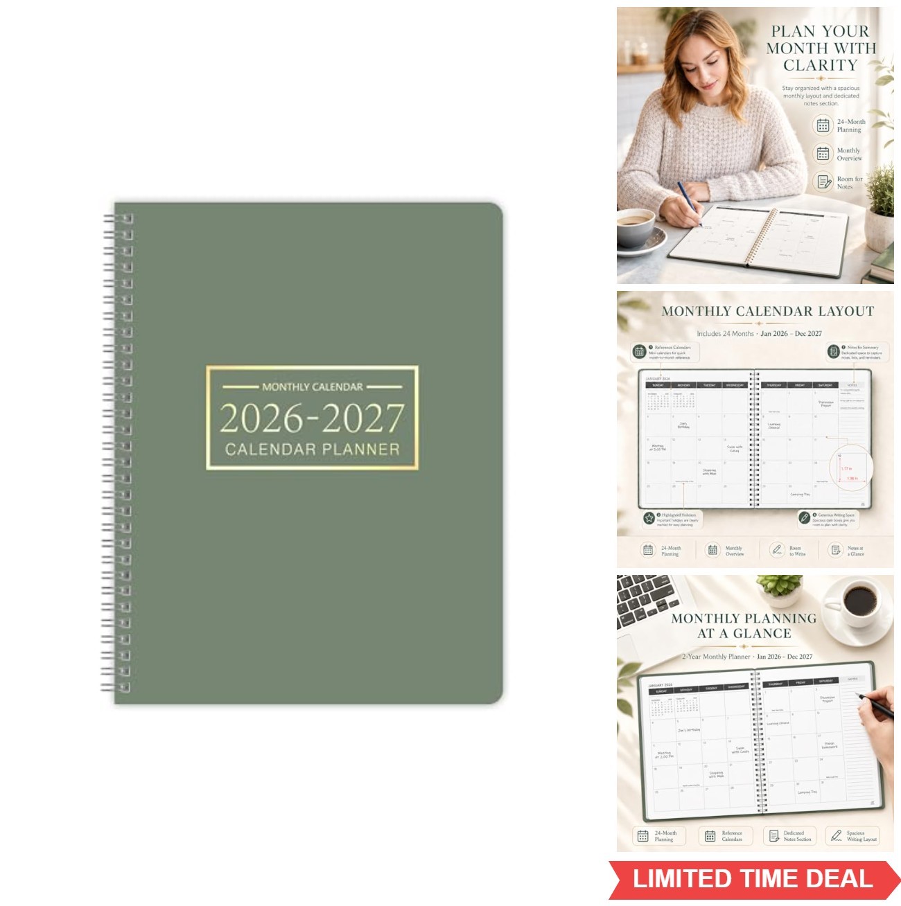 Monthly Planner 2026-2027 24 Months Jan 2026 Dec 2027 8.6×11 Hard PVC Cover