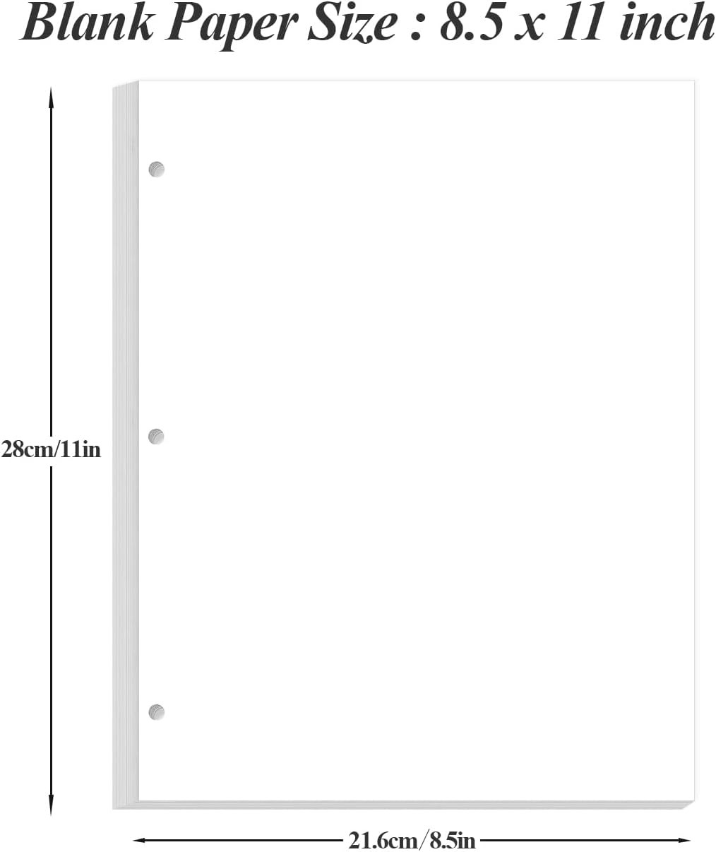 A4 Blank Filler Paper 3-Hole Blank Paper 100Sheets / 200Pages Loose-Leaf Pape…