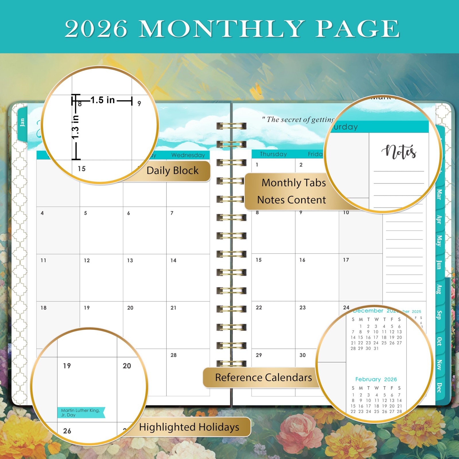 2026 Planner – Planner 2026, January – December Weekly Monthly 6.4 x 8.5, wi…