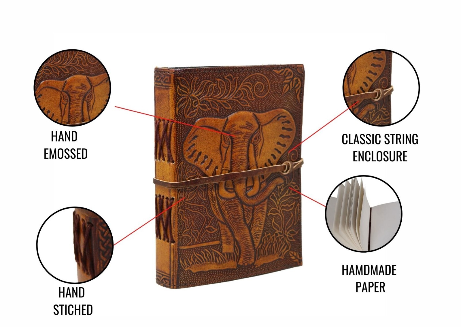 Handmade Vintage Leather Journal Elephant Notebook Travel Diary Gift Sketchbook