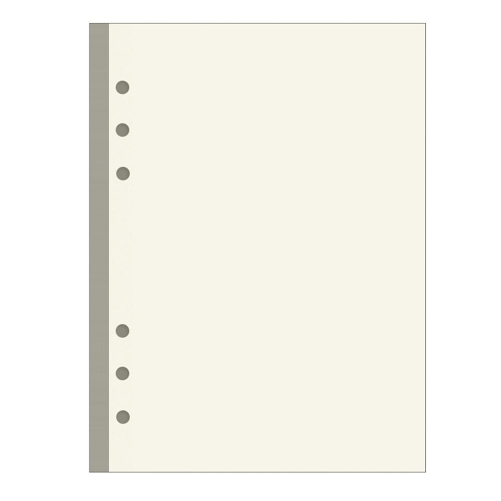 A5 Cream Blank Refills Paper, 6 Hole Paper for 100 Sheets,