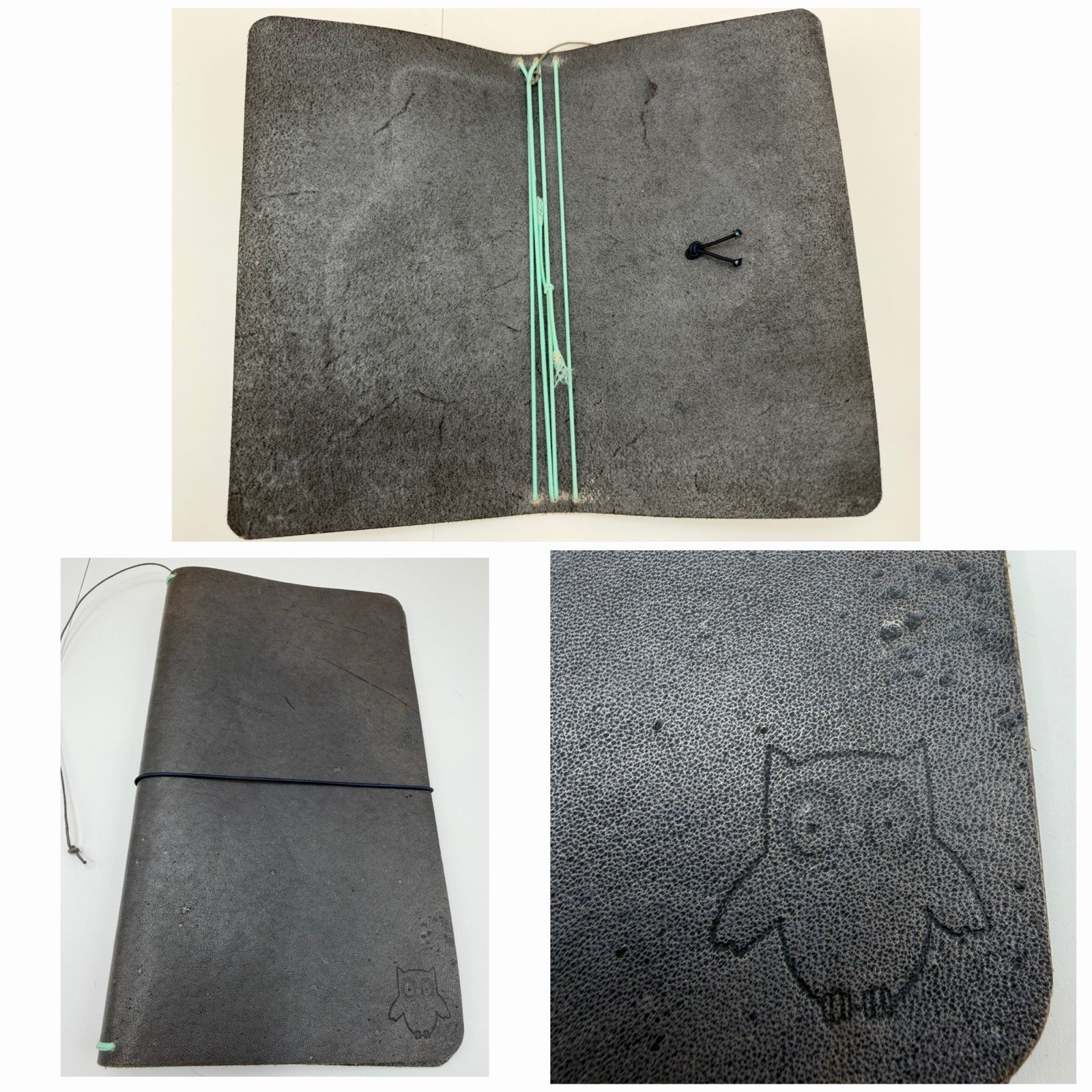 Handmade B6 Slim Leather Traveler’s Notebook Cover Gray Owl 4 Band TN