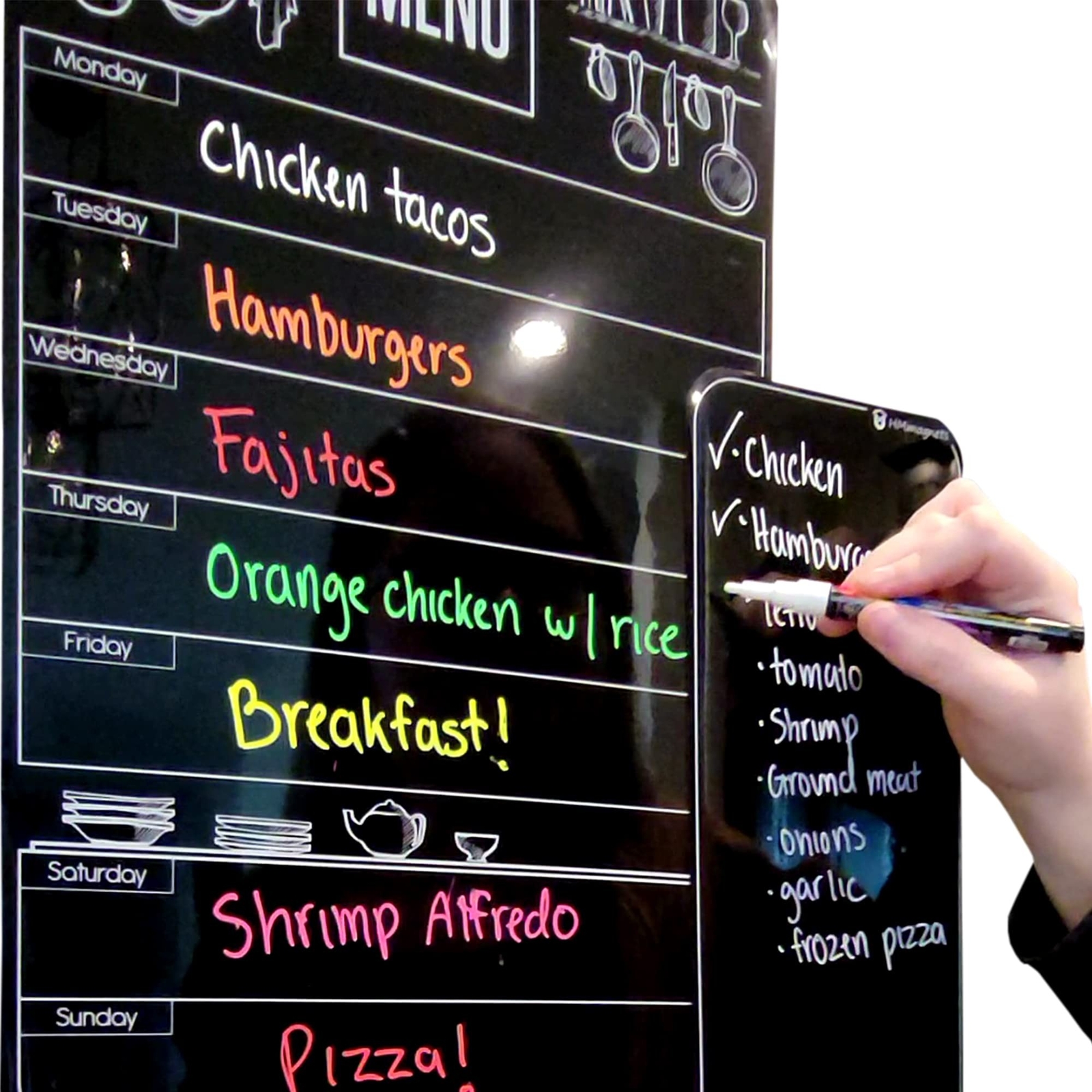 Cute 10″x16″ Magnetic Dry-Erase Weekly Menu Blackboard for Kitchen Fridge (wi…