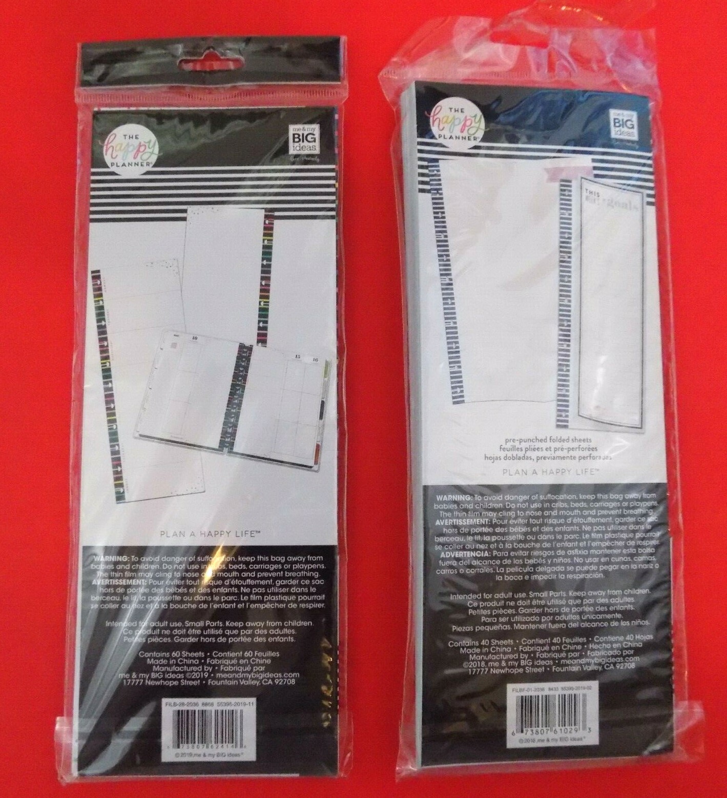 Lot Of 2~The Happy Planner~Weekly Stripe & This Week’s Goals~Filler Paper~New