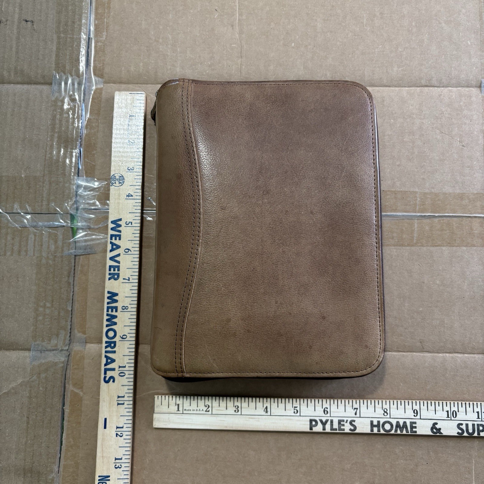 Vintage Franklin Covey 7 Ring Full Grain Italian Leather Classic Brown Planner