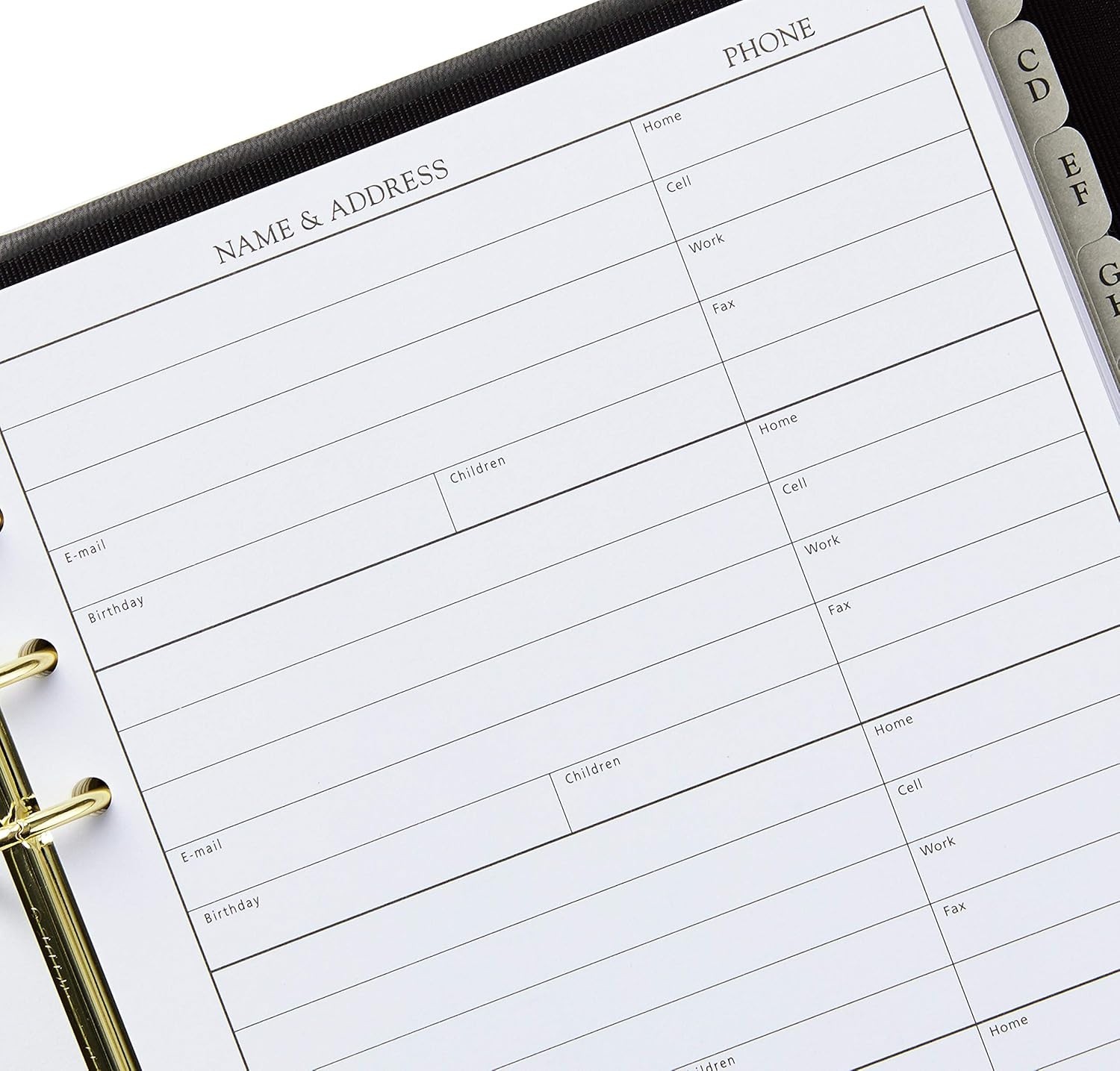 Stylish Refillable Address Organizer with Gold Stamped Cover, 7.25 x 7.75 in