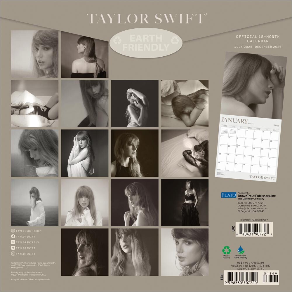Taylor Swift | 2026 12×24″ 18 Months Square Wall Calendar | Jul ’25-Dec ’26