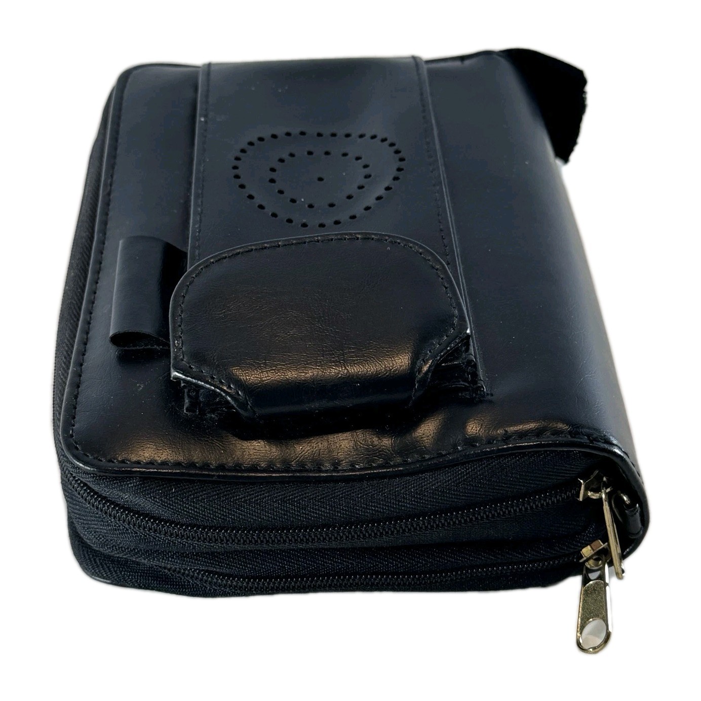 Vintage Y2K Black Faux Leather 6 Ring Planner Organizer Wallet Clutch Binder