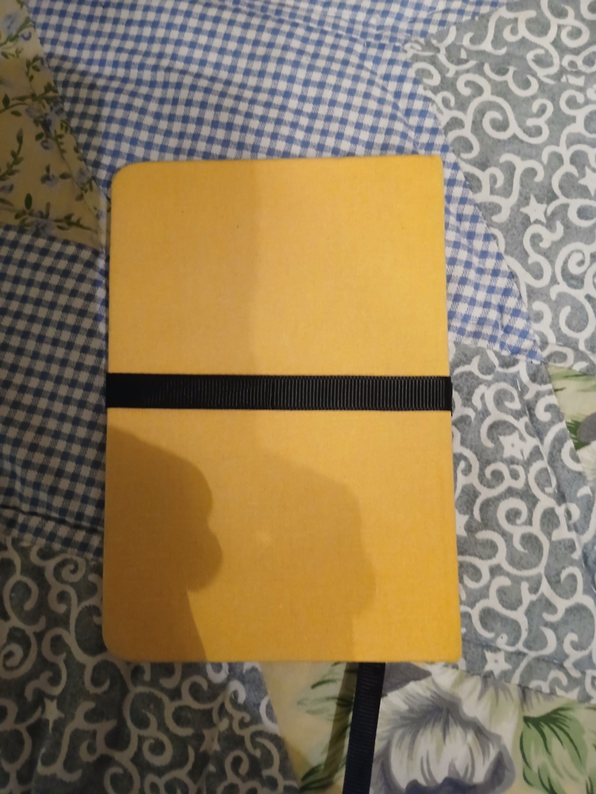 Gucci Beauty Yellow Canvas Notebook With Black Ribbon Tie & Marker