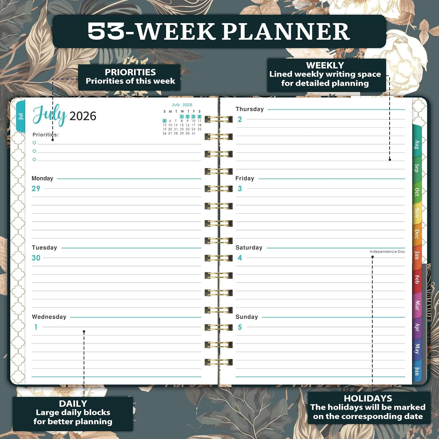 2026-2027 Planner – 6.4″ X 8.5″, 2026-2027 Weekly & Monthly Planner, JUL. 2026 –