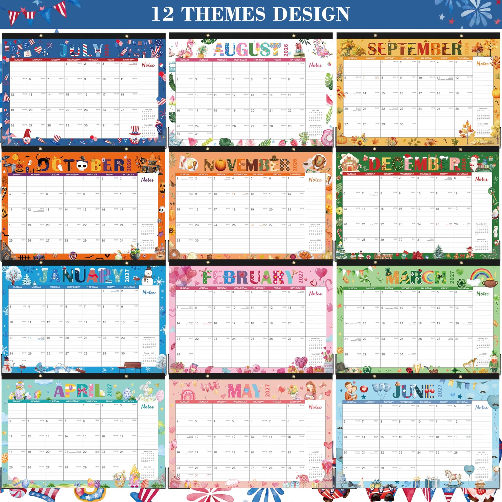 Desk Calendar 2026-2027 – 2026-2027, Jul. 2026 – Dec. 2027, 12″ Blue